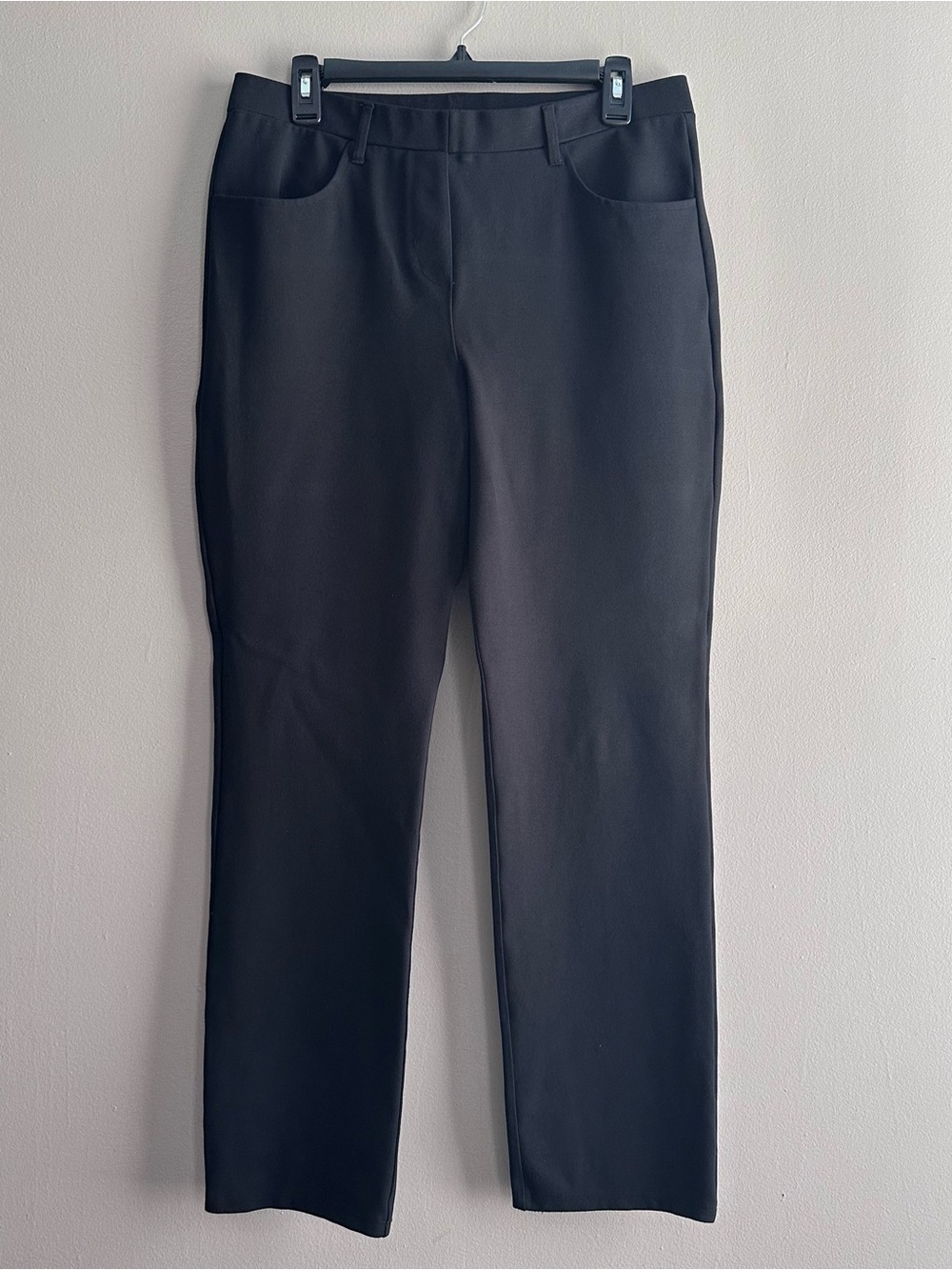 Quince Black Ultra-Stretch Ponte Straight Leg 4-Pocket Pants Womens Large Office